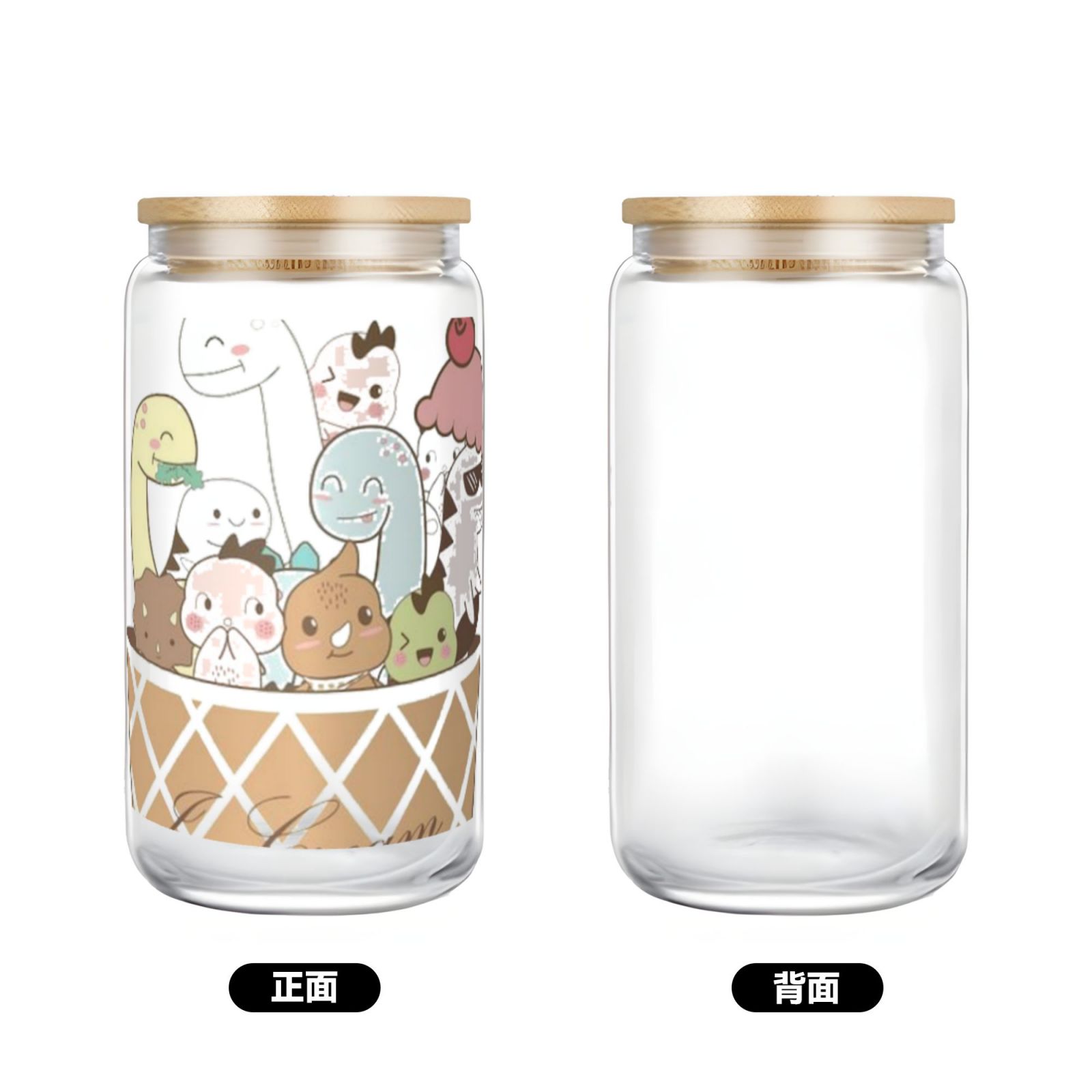 16OZ bamboo lid straw glass