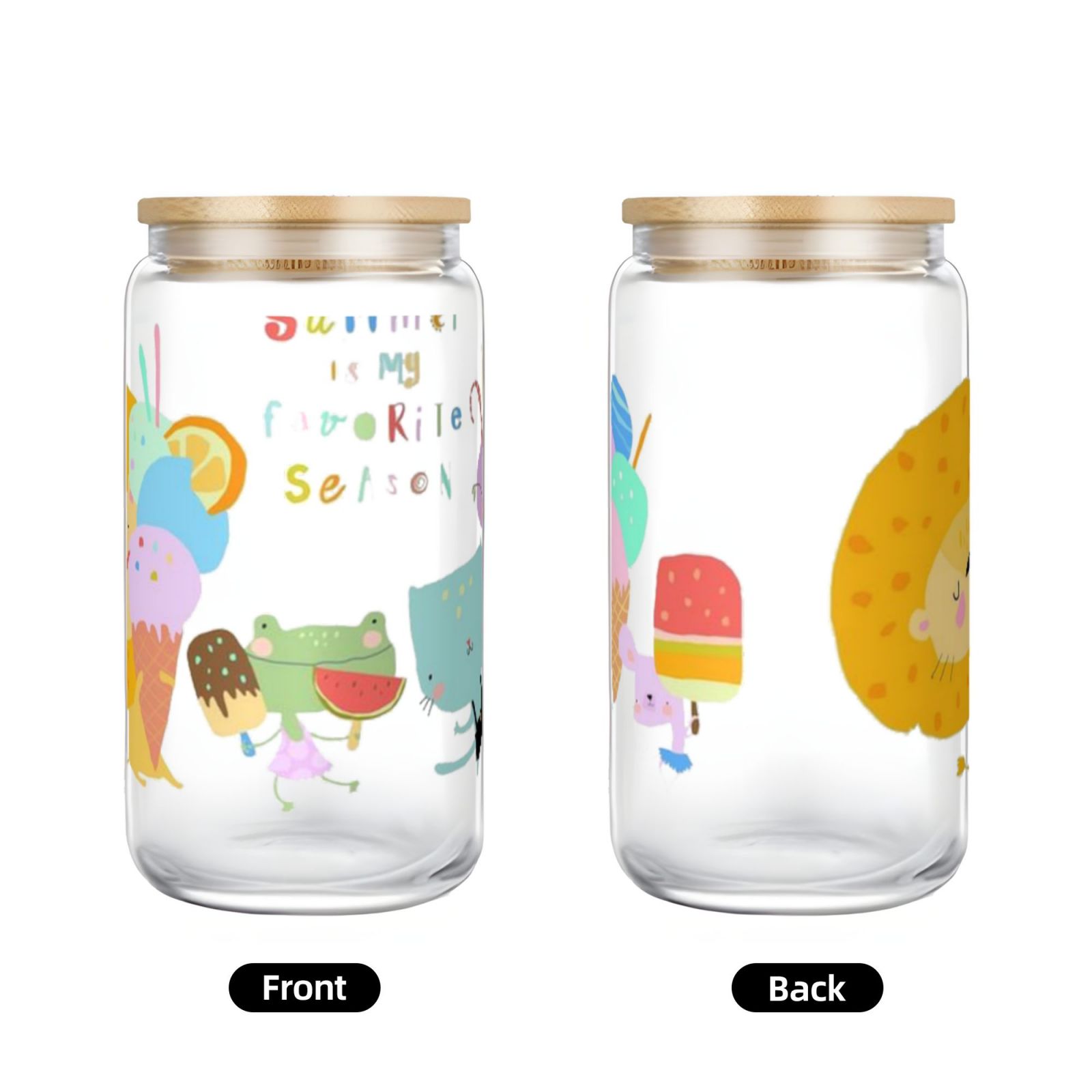 16OZ bamboo lid straw glass