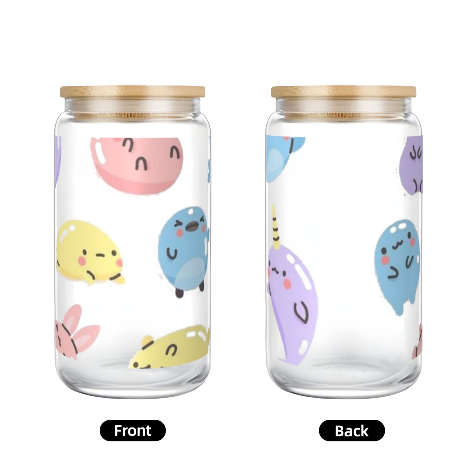 16OZ bamboo lid straw glass