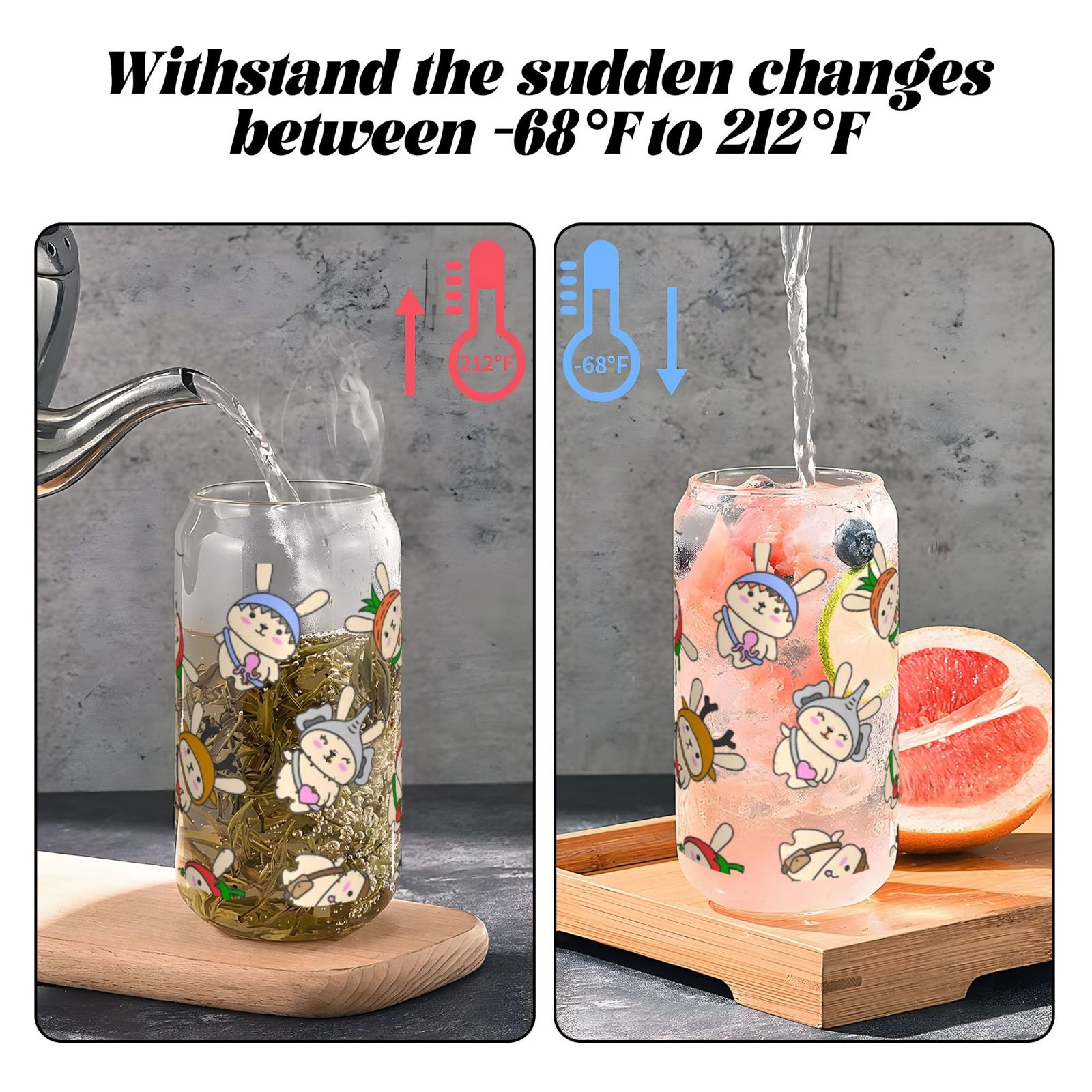 16OZ bamboo lid straw glass