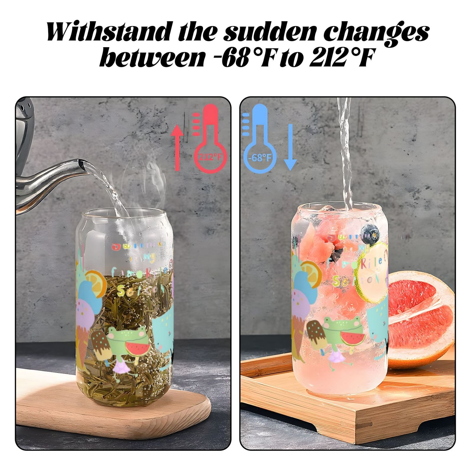 16OZ bamboo lid straw glass