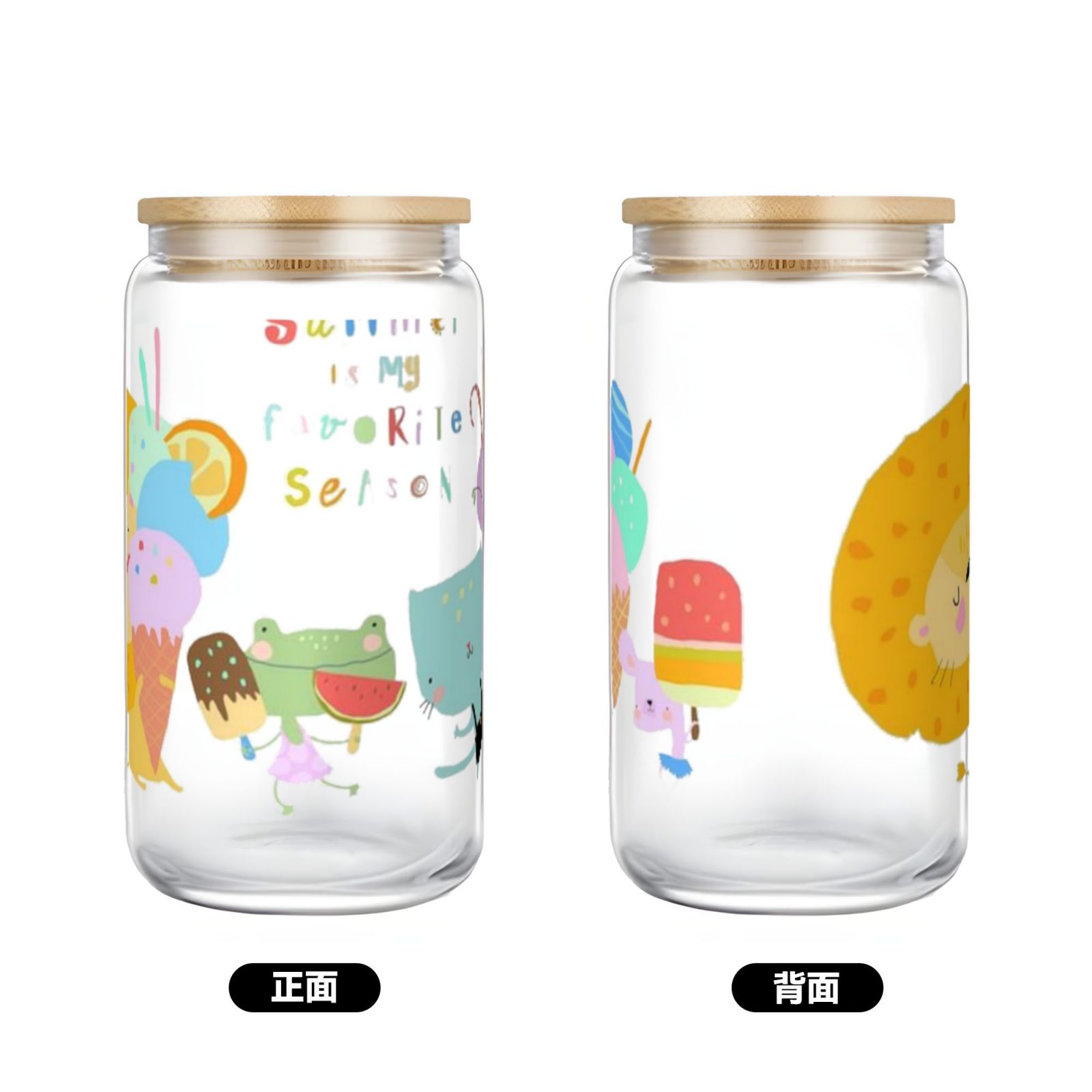 16OZ bamboo lid straw glass