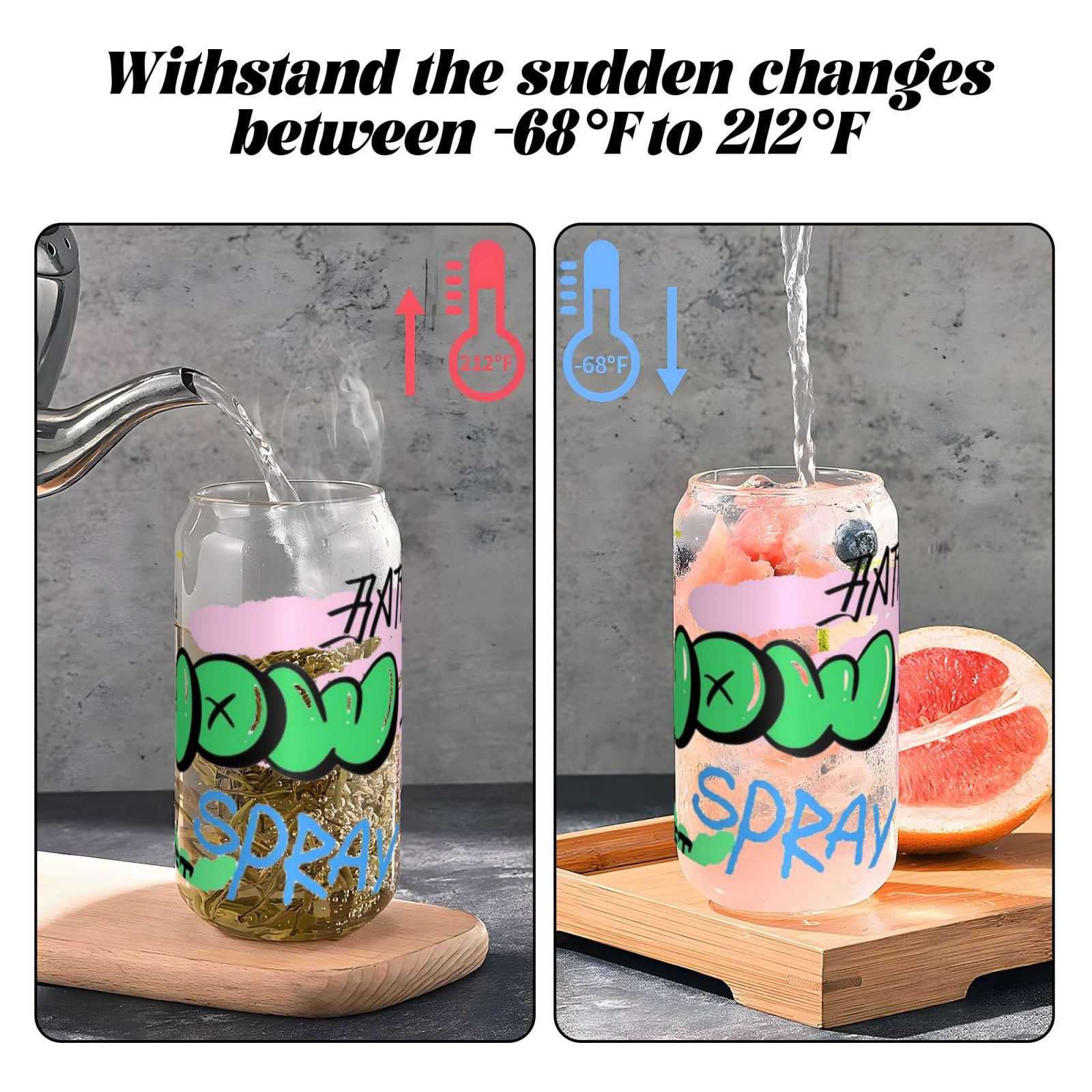 16OZ bamboo lid straw glass