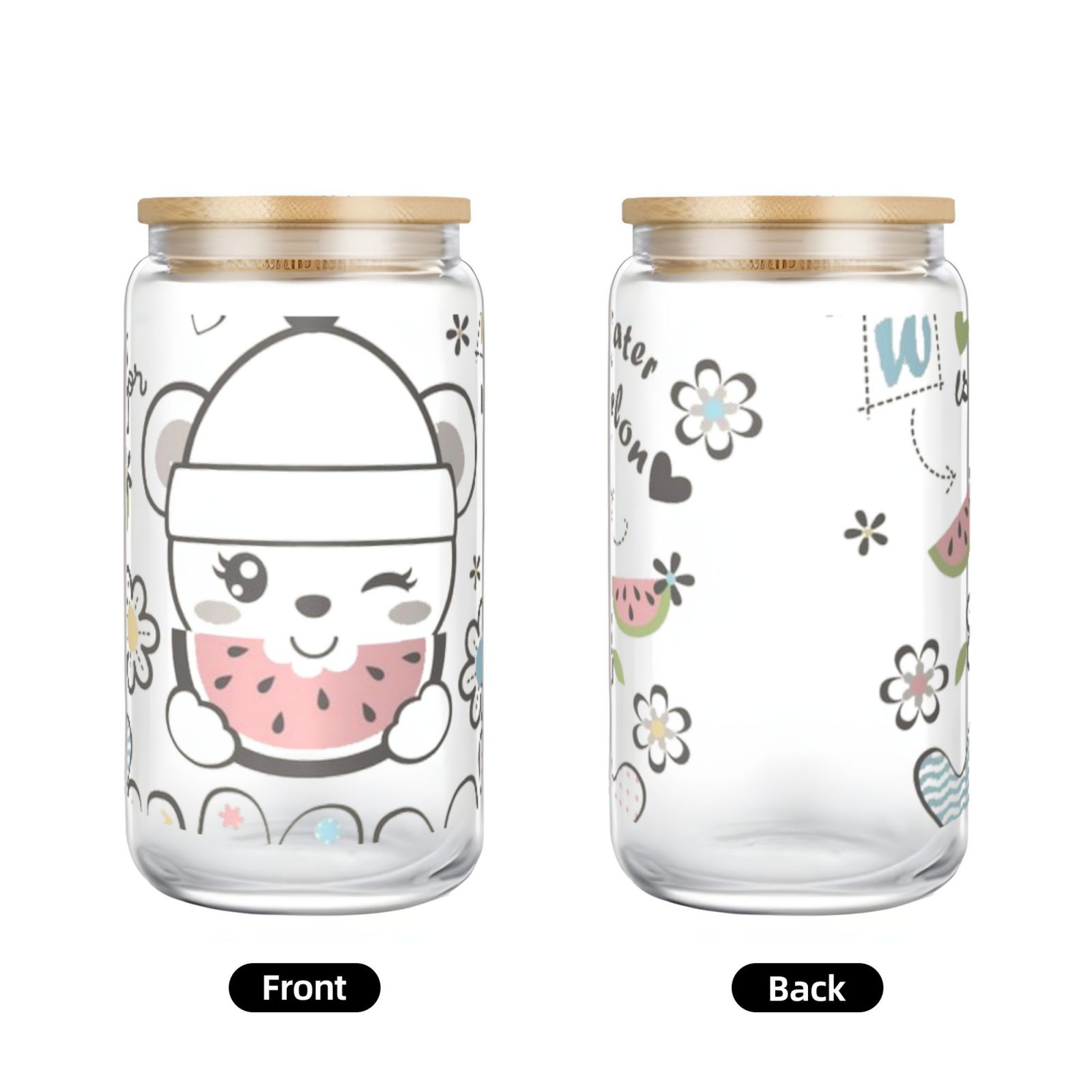 16OZ bamboo lid straw glass
