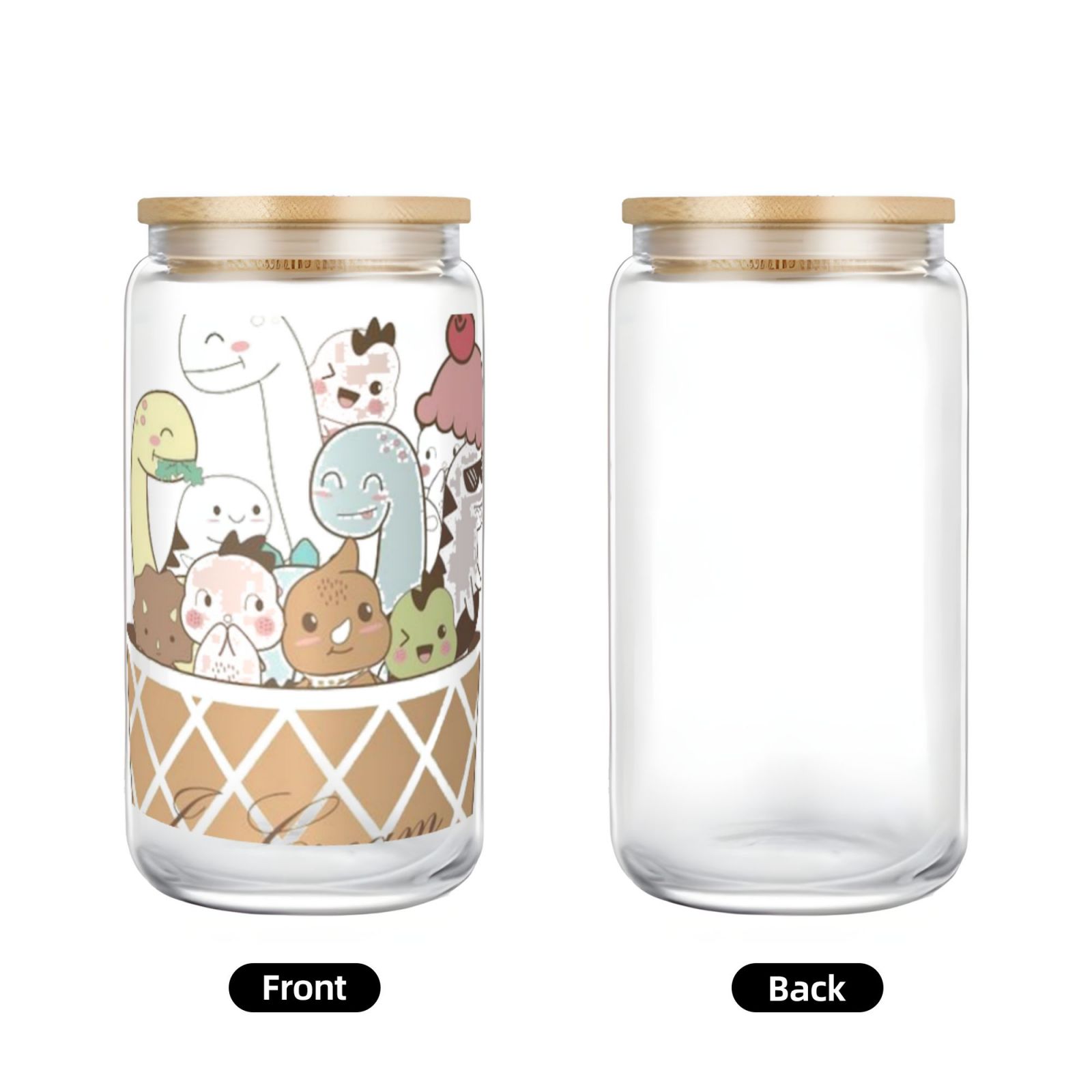 16OZ bamboo lid straw glass
