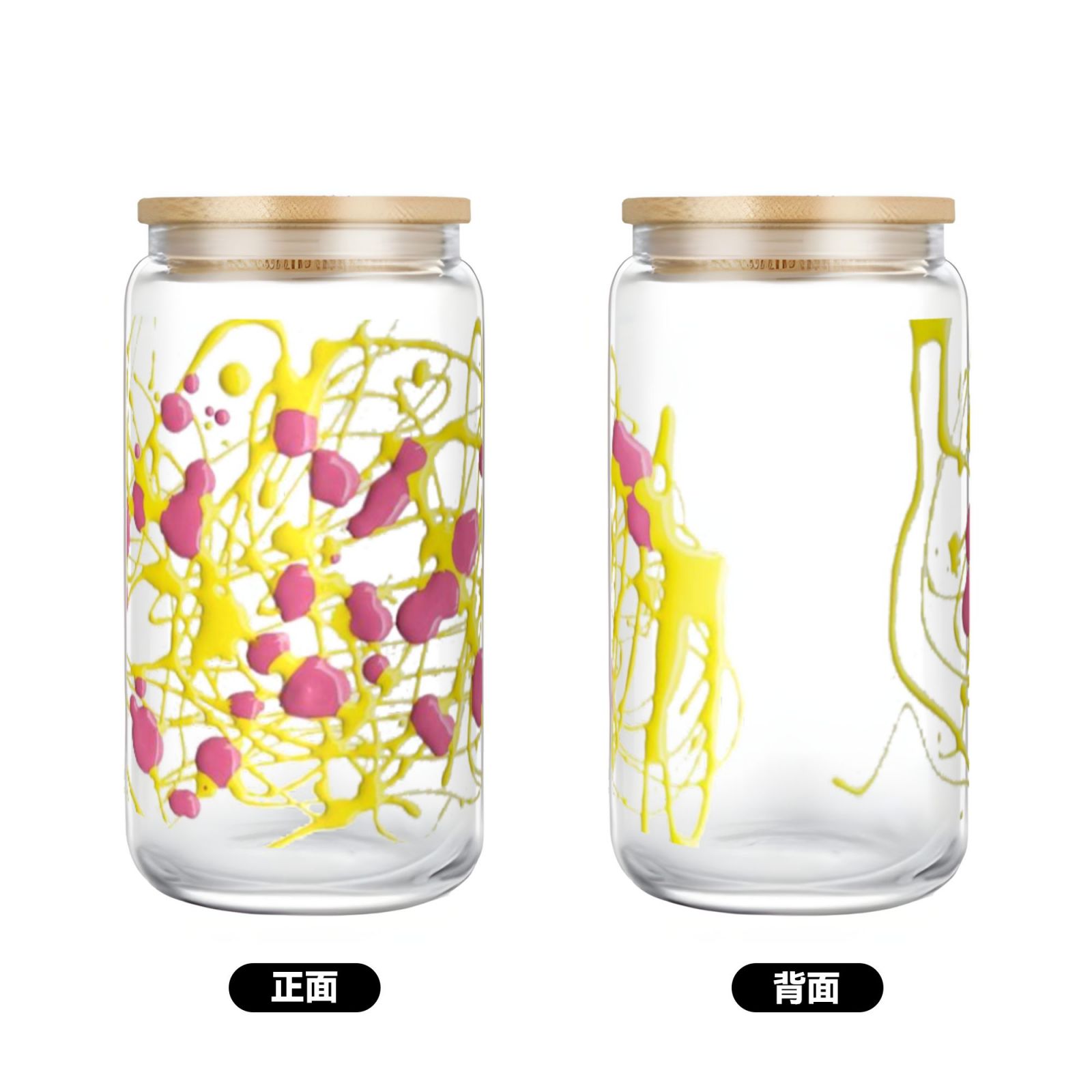 16OZ bamboo lid straw glass