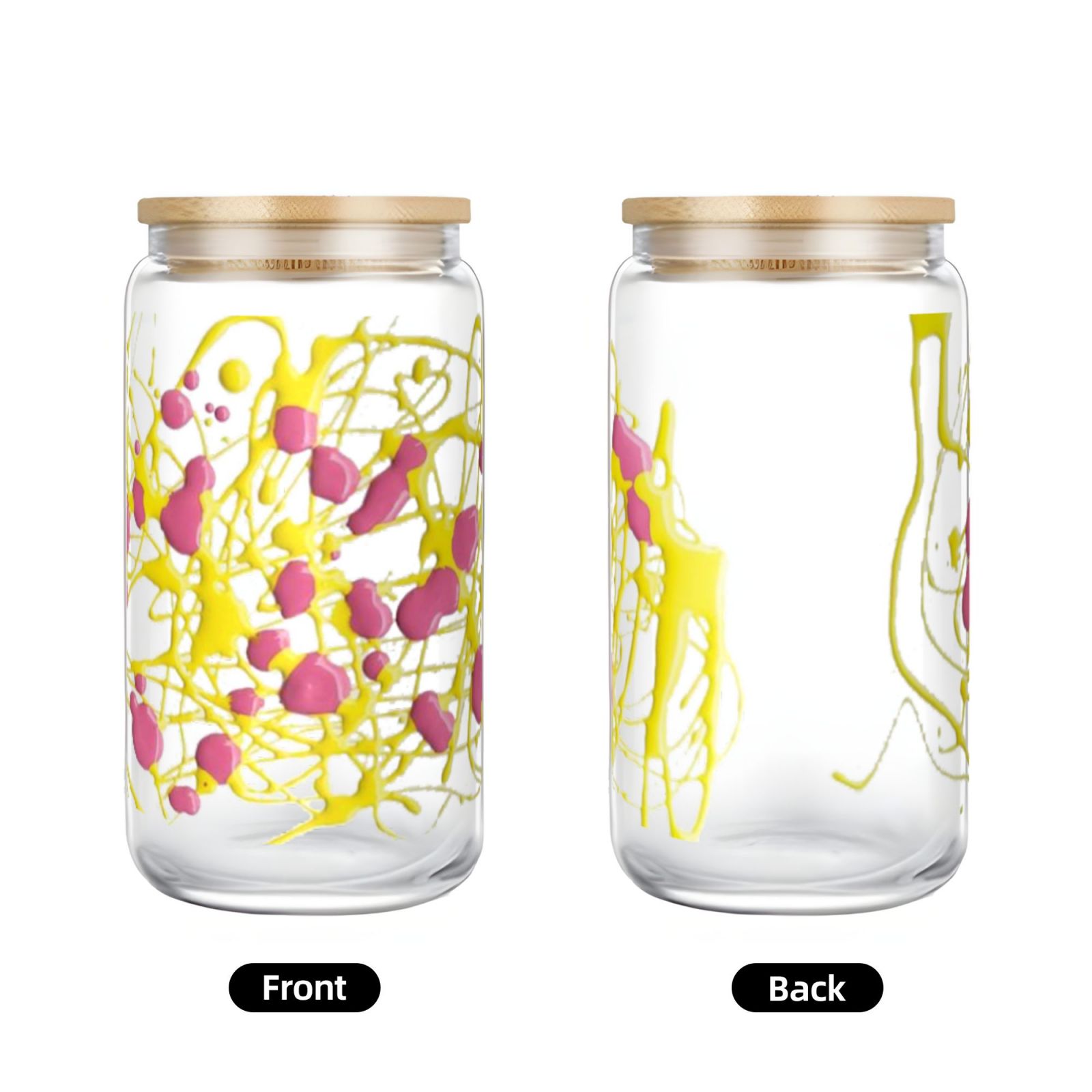 16OZ bamboo lid straw glass