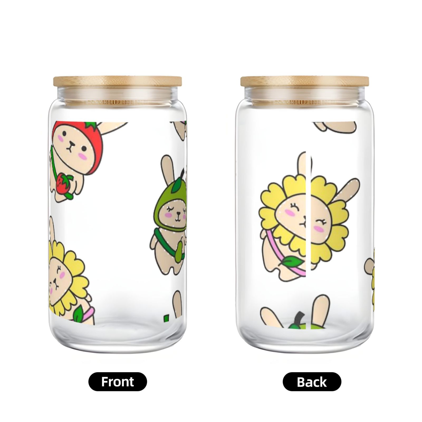 16OZ bamboo lid straw glass