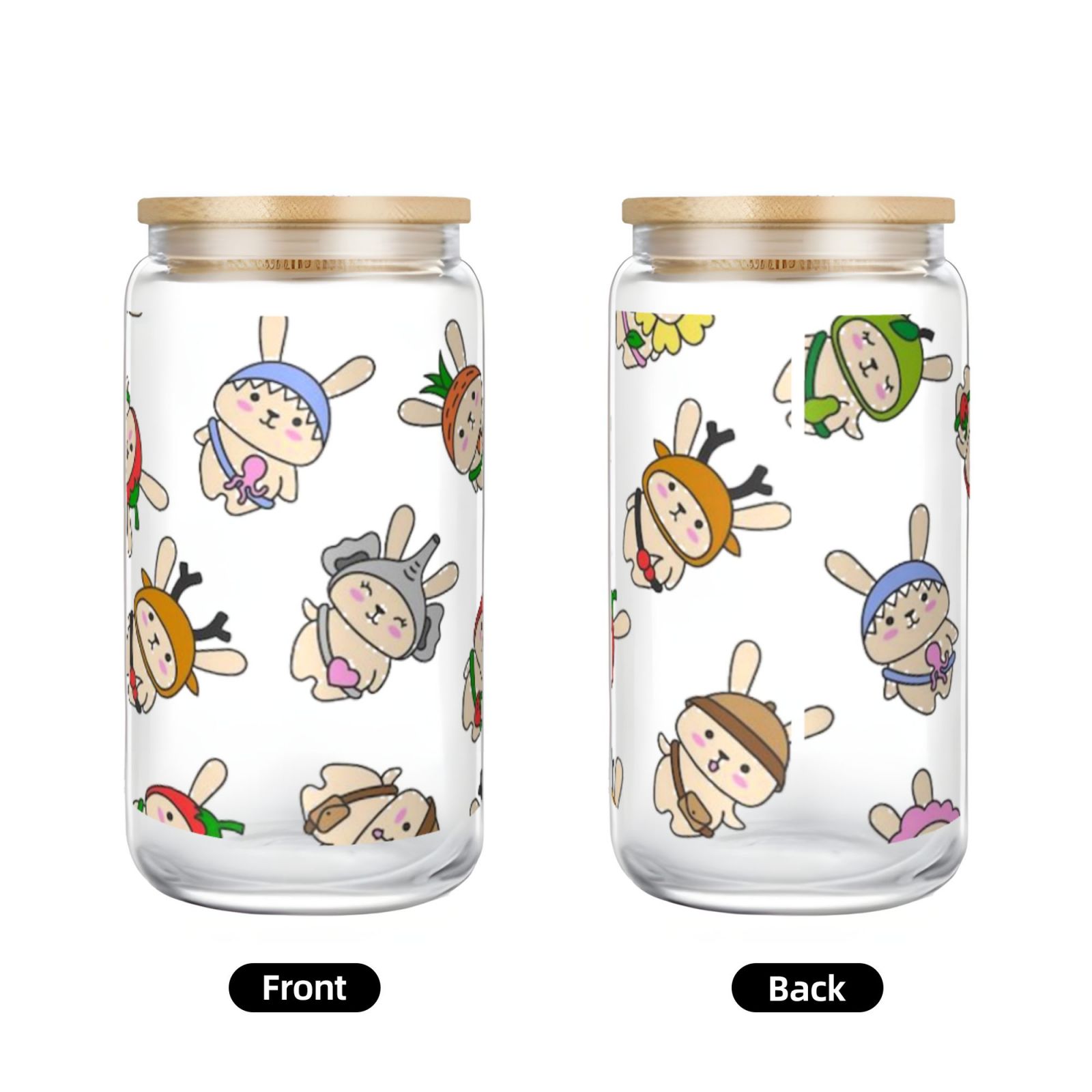16OZ bamboo lid straw glass