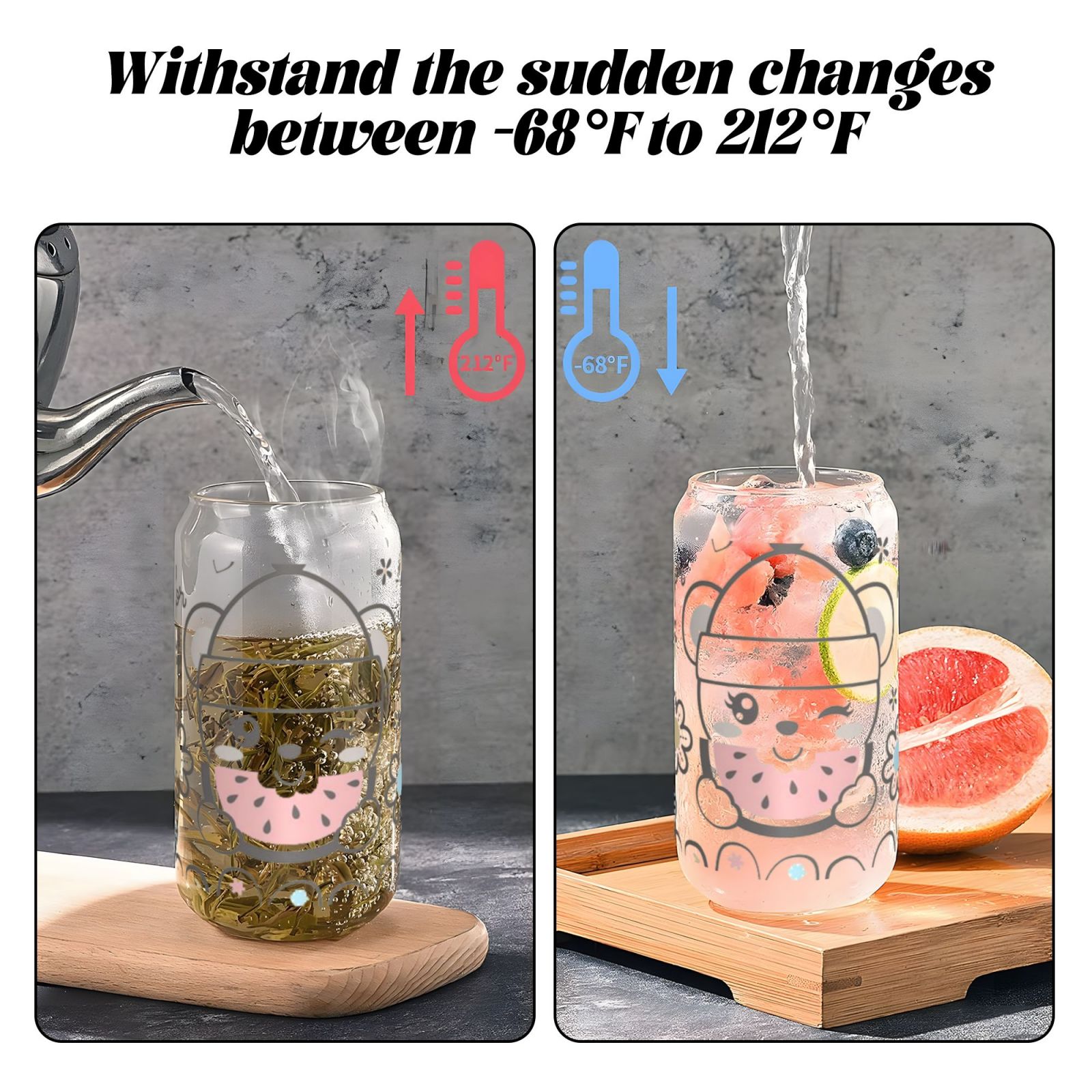 16OZ bamboo lid straw glass